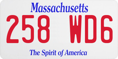 MA license plate 258WD6