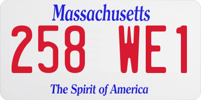 MA license plate 258WE1