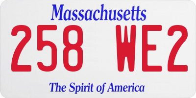 MA license plate 258WE2