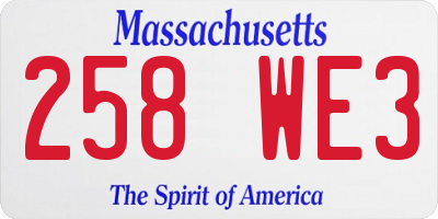 MA license plate 258WE3