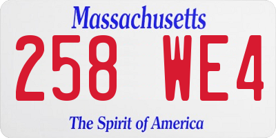 MA license plate 258WE4