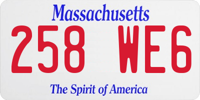 MA license plate 258WE6