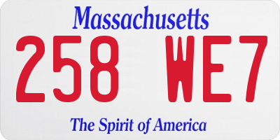 MA license plate 258WE7