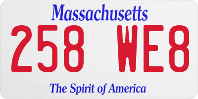 MA license plate 258WE8
