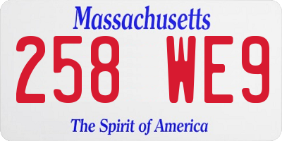 MA license plate 258WE9