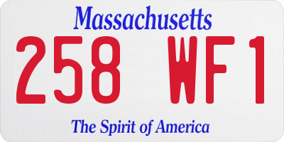 MA license plate 258WF1