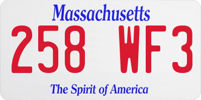 MA license plate 258WF3