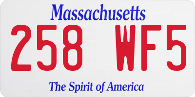 MA license plate 258WF5