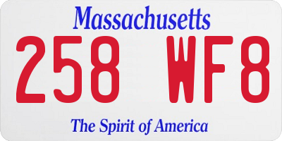 MA license plate 258WF8
