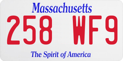 MA license plate 258WF9