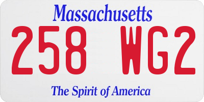 MA license plate 258WG2