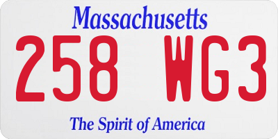 MA license plate 258WG3