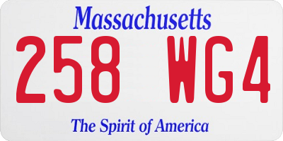 MA license plate 258WG4