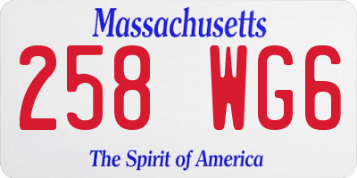 MA license plate 258WG6