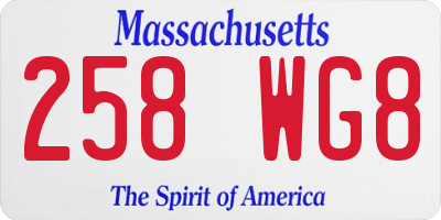 MA license plate 258WG8