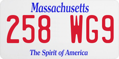 MA license plate 258WG9