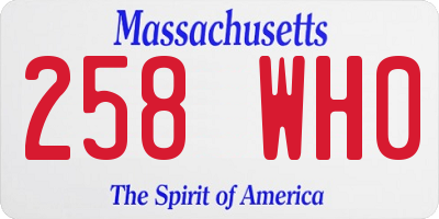 MA license plate 258WH0