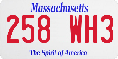 MA license plate 258WH3