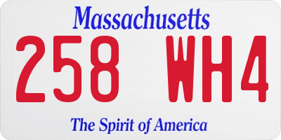 MA license plate 258WH4