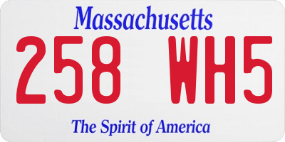 MA license plate 258WH5