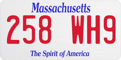 MA license plate 258WH9