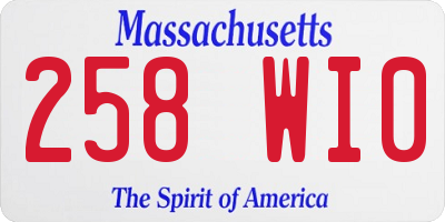 MA license plate 258WI0