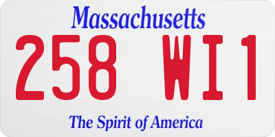 MA license plate 258WI1