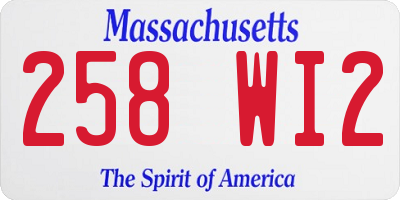 MA license plate 258WI2