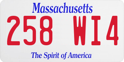 MA license plate 258WI4