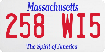 MA license plate 258WI5