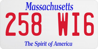 MA license plate 258WI6