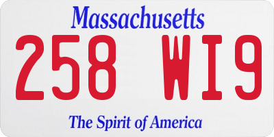 MA license plate 258WI9