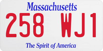 MA license plate 258WJ1