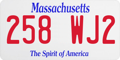 MA license plate 258WJ2