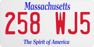 MA license plate 258WJ5