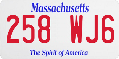 MA license plate 258WJ6