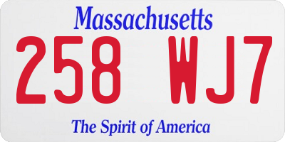 MA license plate 258WJ7