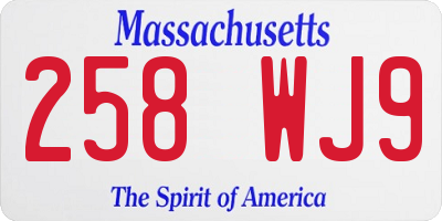MA license plate 258WJ9