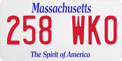 MA license plate 258WK0