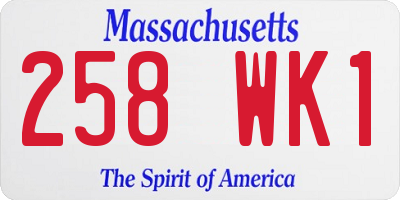 MA license plate 258WK1