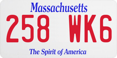 MA license plate 258WK6