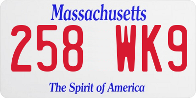 MA license plate 258WK9