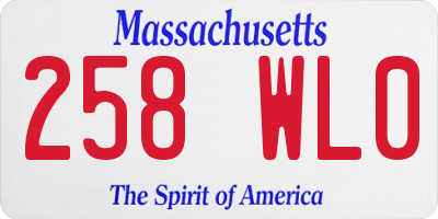 MA license plate 258WL0