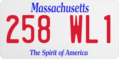 MA license plate 258WL1