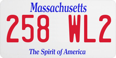 MA license plate 258WL2