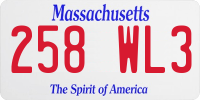MA license plate 258WL3