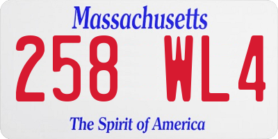 MA license plate 258WL4