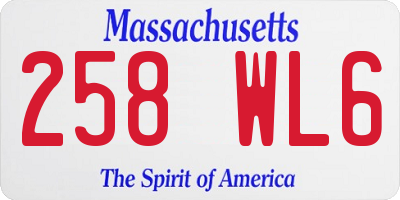 MA license plate 258WL6