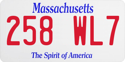 MA license plate 258WL7