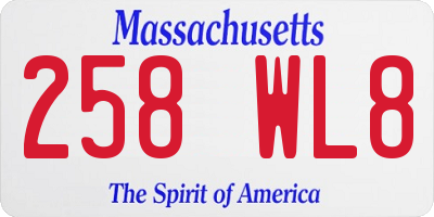 MA license plate 258WL8